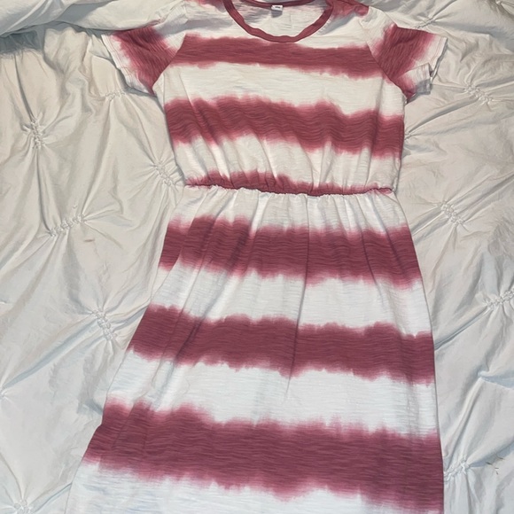 Old Navy - size large - SS Waiste Midi - pink and white dress - like new! - Picture 1 of 10